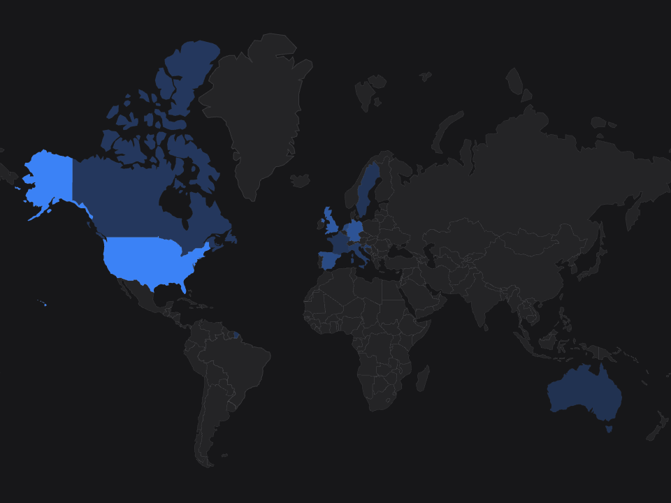 The World Map chart, showing the geographic distribution of conversations
